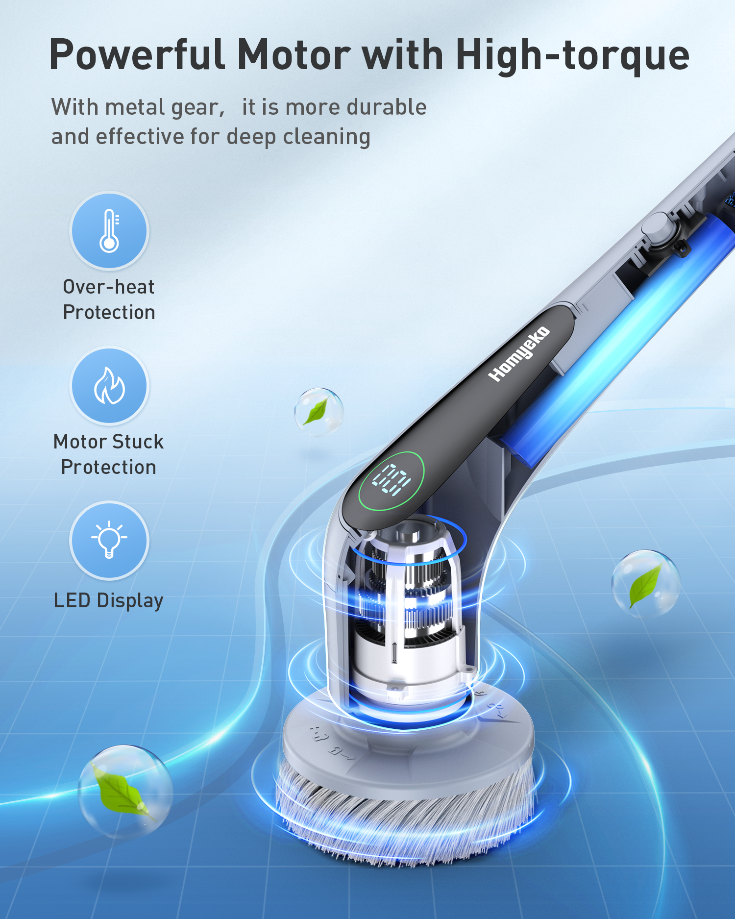 Electric Spin Scrubber,Electric Cleaning Brush,Two-Speed Cordless Power  Scrubber,Short Handle Automatic Cleaning Brush,Household Motorized Scrubber