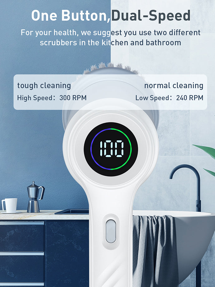 5-in-1 Handheld Electric Cleaning Brush Suitable For Kitchen, Bathroom Tub,  Shower Tile, Carpet Bidet, Cordless Spin Scrubber