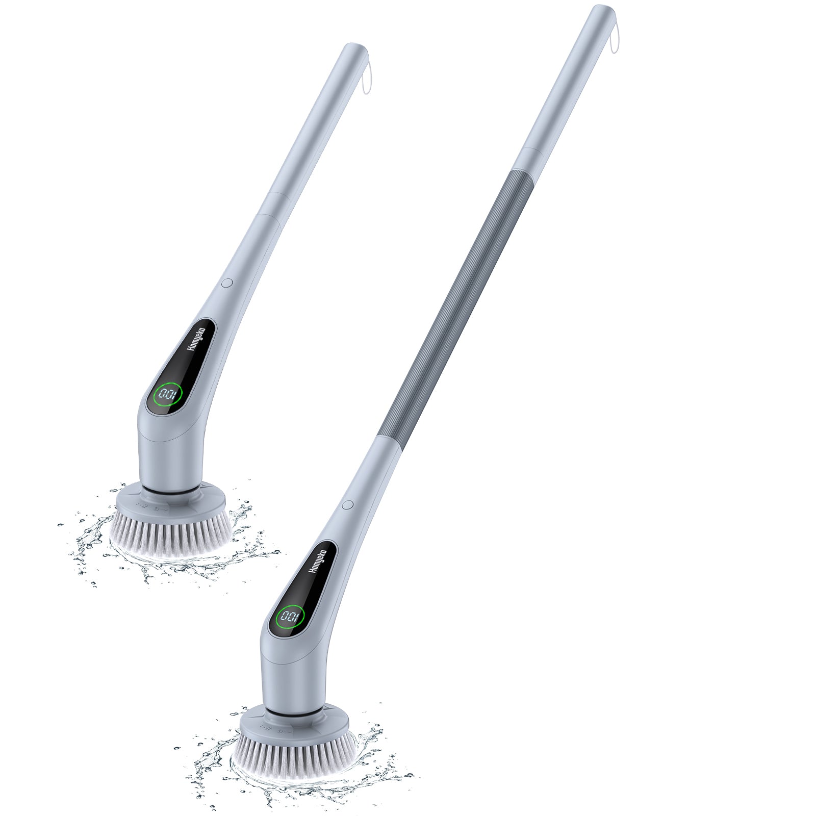EXFEEKO Electric Spin Scrubber, 2-in-1 Long & Short Handle, 25W Powerful  Cleaning, Suitable for Kitchen & Bathroom, White